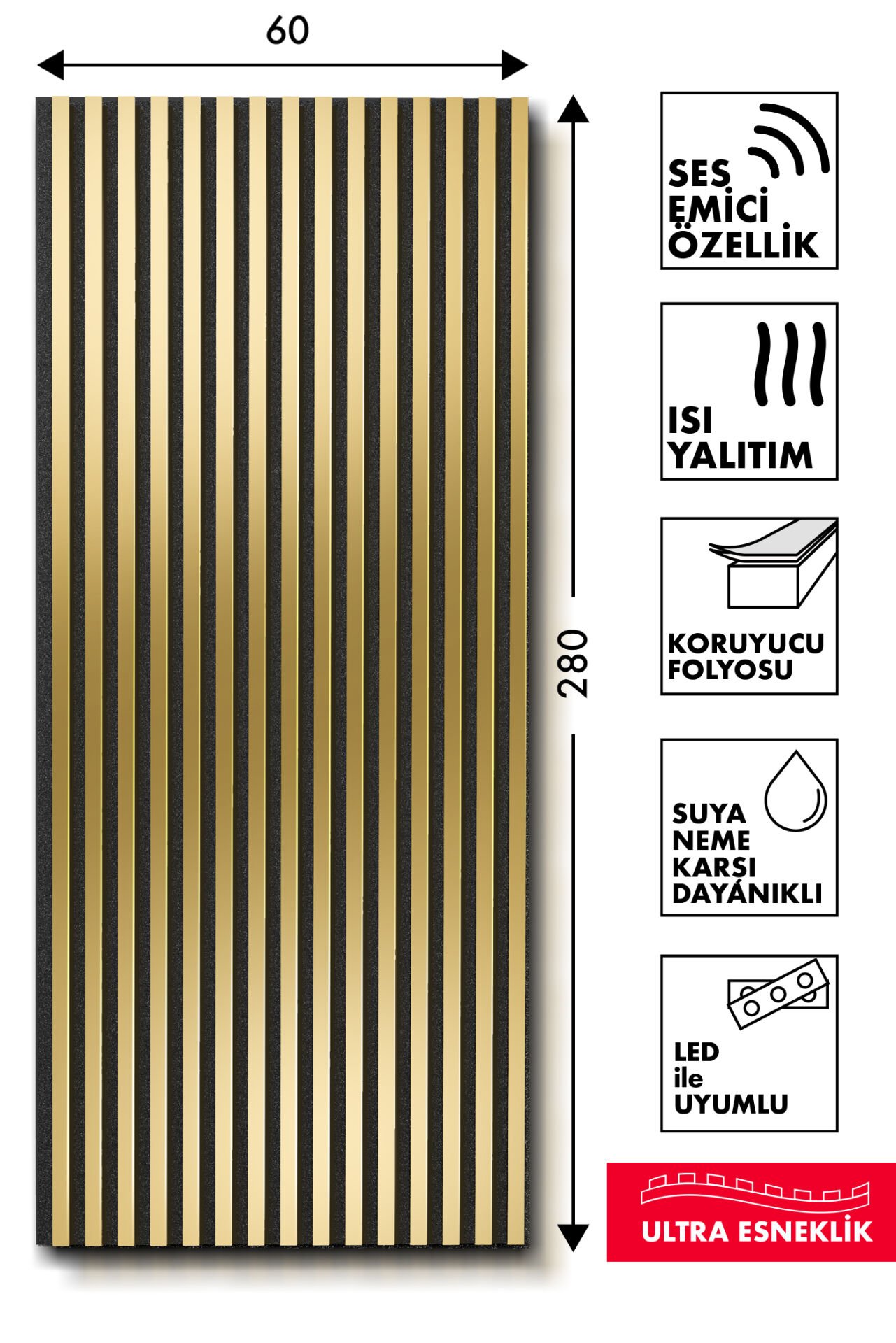 Altın Ayna Akustik Panel WBAA03