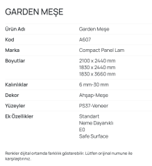 Garden Meşe A607 Compact Panel Lam